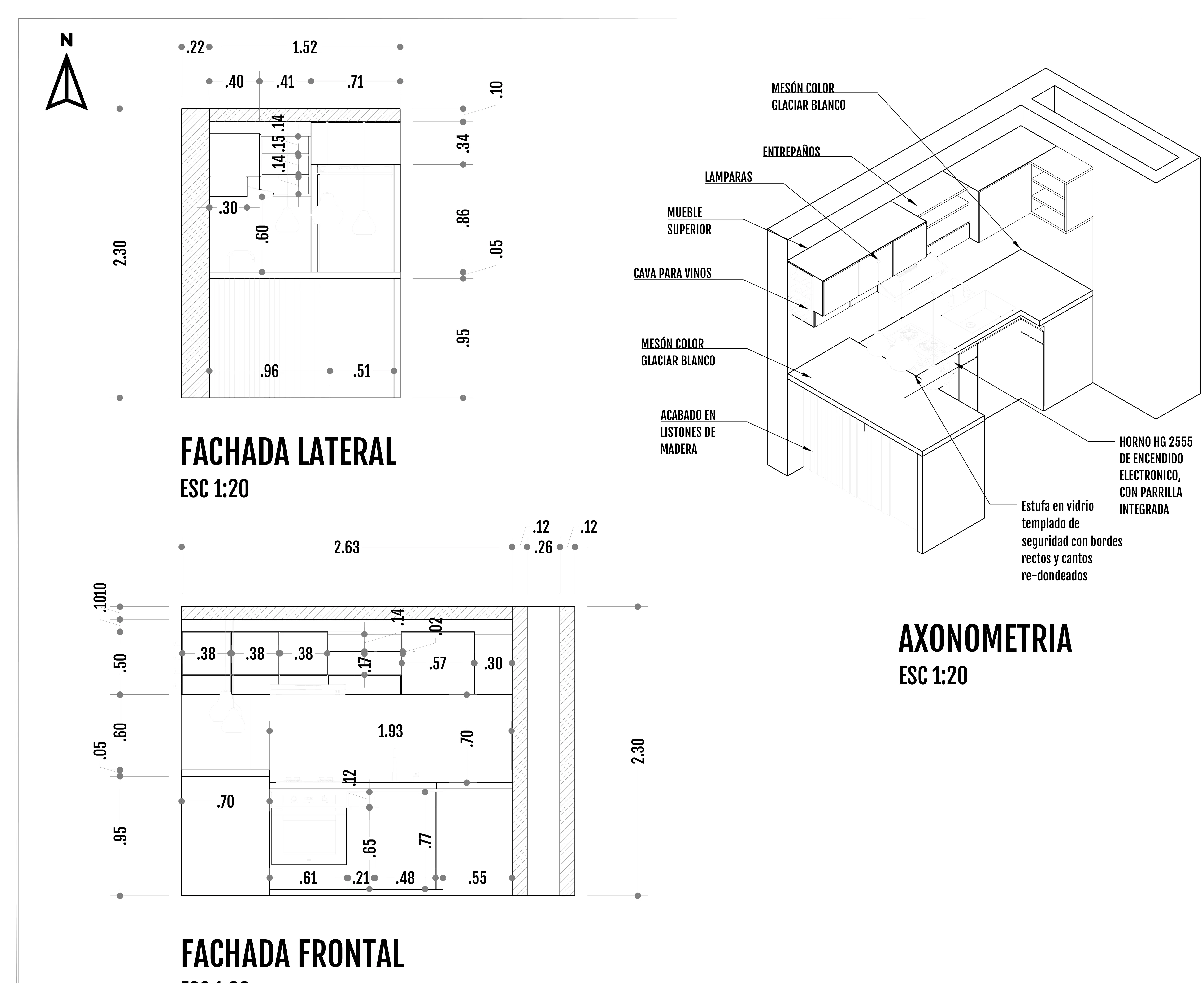 Axonometría · cocina